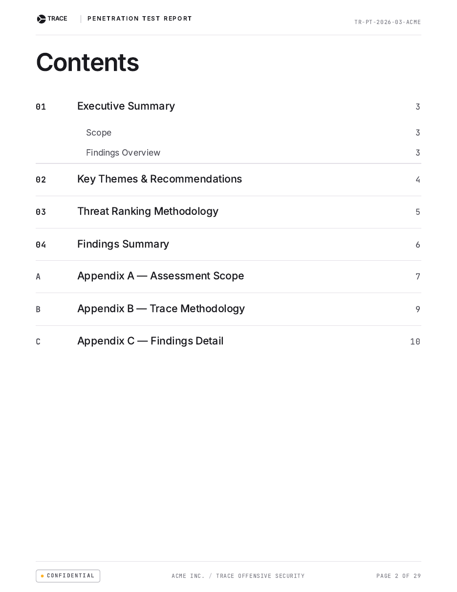 Penetration test report page 2